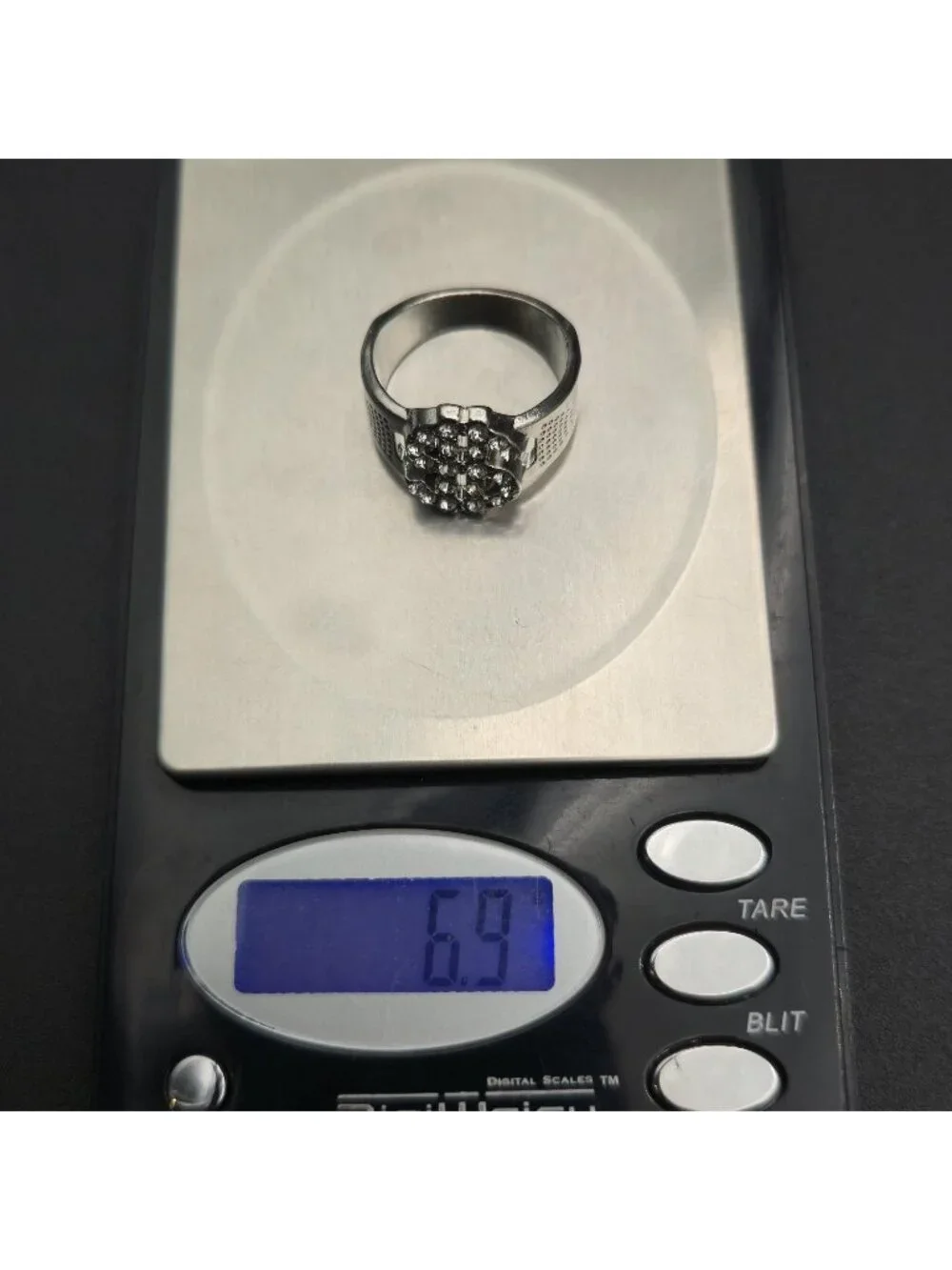 Size 10.75 Iced Out Dollar Sign Ring for Men - Hip Hop Band Ring A8104